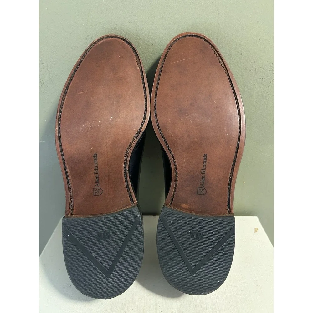 Allen Edmonds Leeds Black Plain Toe Derby Dress Shoes Mens Sz 11D Formal Luxury